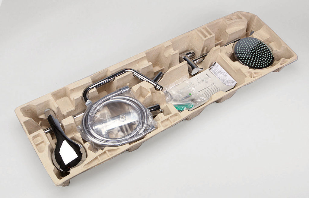 Molded fiber insert for shower set