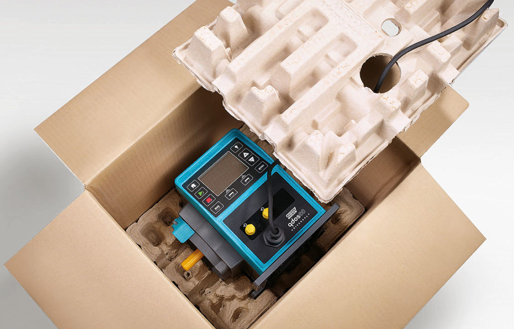 Molded fiber cushion for precision dosing pump