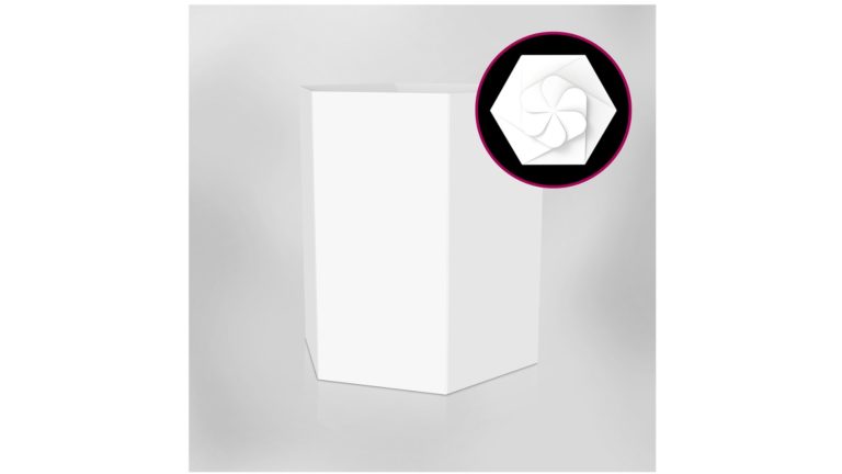 Hexagon box with rosette closure