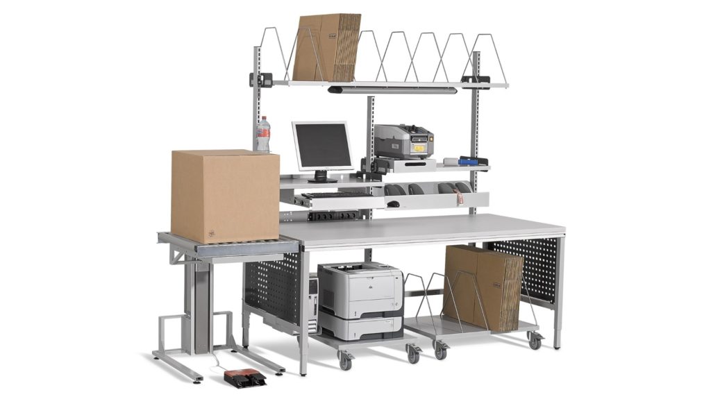 ERGO-line packing table: Flexible system for packing tables that fits into the modern company and is suitable for all areas of dispatch and logistics.