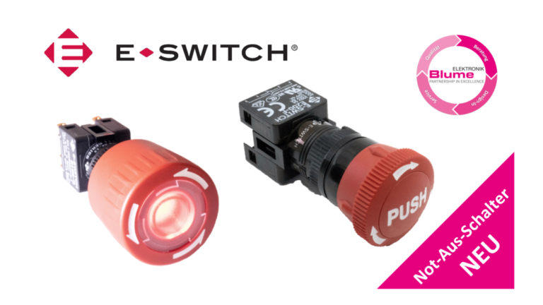 NEW PRODUCT! E-SWITCH emergency stop switch at Blume Elektronik Distribution GmbH
