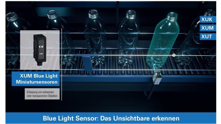 Versatile object detection: Blue Light sensors allow to detect various objects, including deep black, reflective, curved, angled, shiny, and transparent ones.