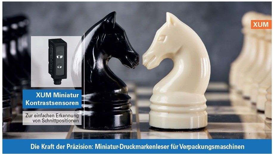 Contrast sensors:  Miniature mark reader for packaging machineries