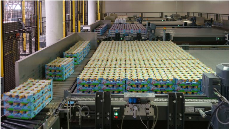 Système de palettisation multi-lignes pour les fromages et les spécialités laitières