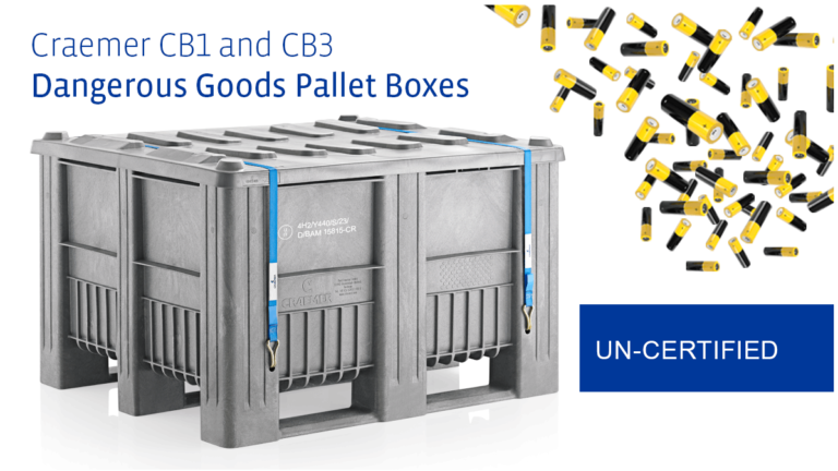 Parfaites pour les marchandises dangereuses : les caisses palettes UN CB1 et CB3 en PE de Craemer
