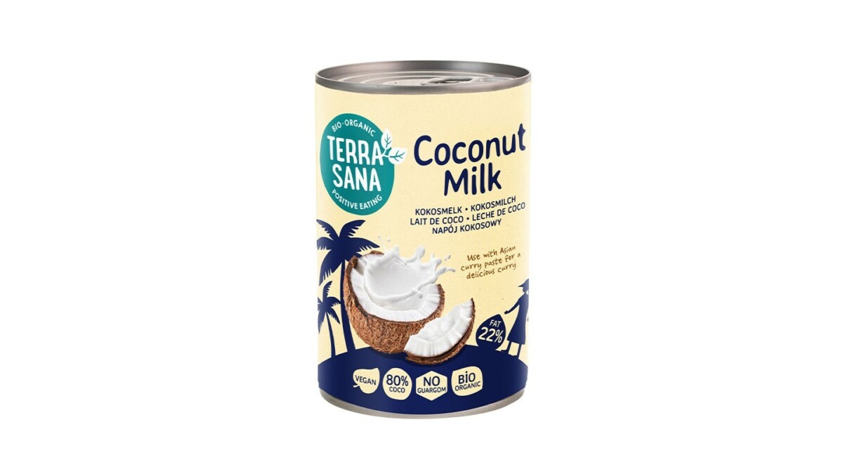 80% coconut, 20% water, full-fat (22%), guar gum free.