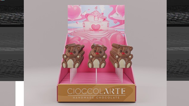 VALENTINE BEAR Chocolate Lollipop Displays by Cioccolarte 25GR