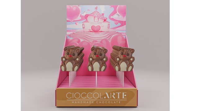 VALENTINE BEAR Chocolate Lollipop Displays by Cioccolarte 25GR