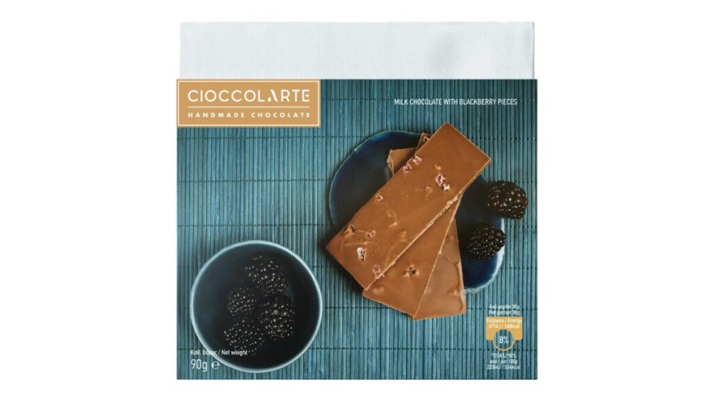 MILK CHOCOLATE WITH BLACKBERRY PIECES 90GR