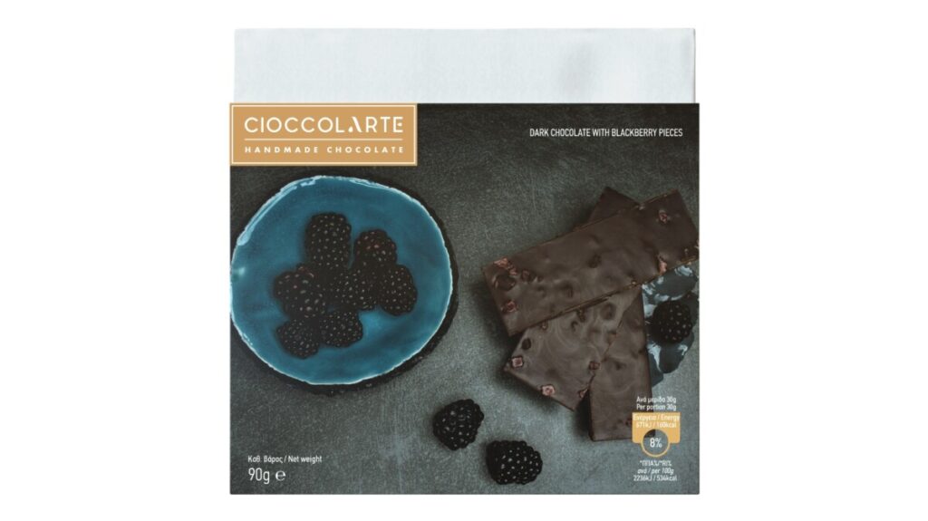 DARK CHOCOLATE WITH BLACKBERRY PIECES 90GR