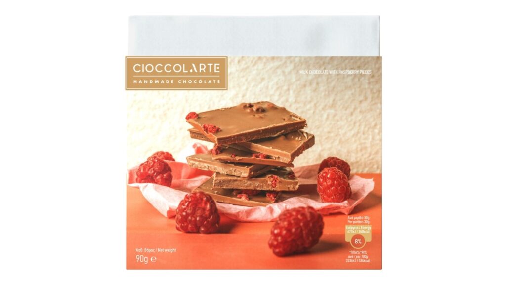 MILK CHOCOLATE WITH RASPBERRY PIECE 90GR