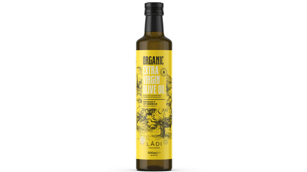 Organic Extra Virgin OLive Oil “LADI” in 500ml glass Dorica bottle