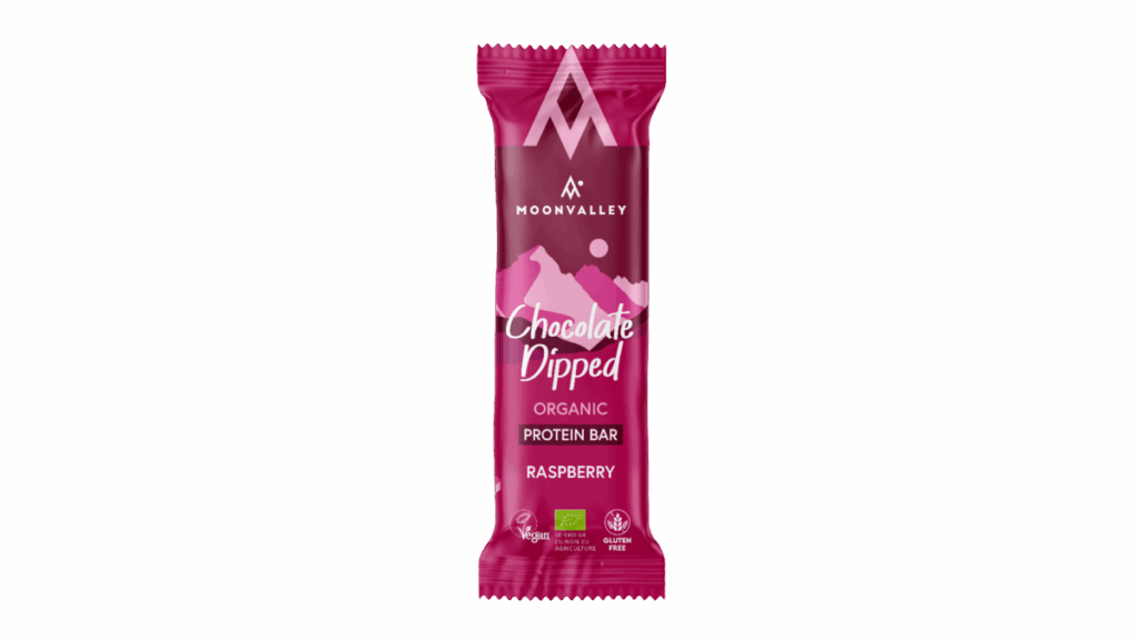 Vegan Protein Bar – Chocolate-Dipped Raspberry