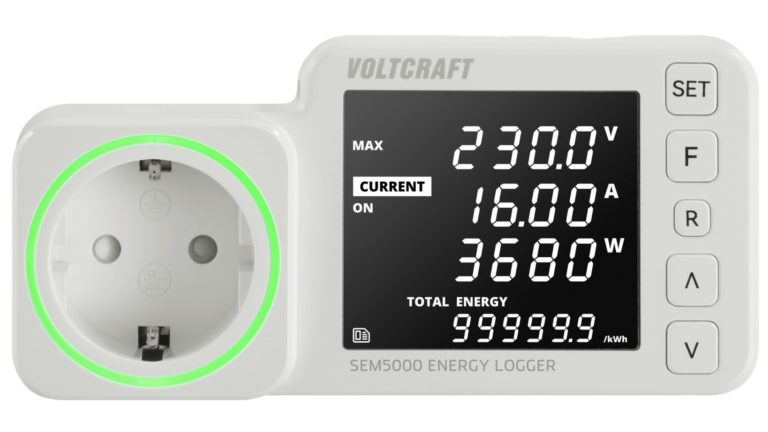 VOLTCRAFT SEM5000 Energy consumption meter Energy cost calculator, Alarm function, Selectable energy tariffs, Data logge