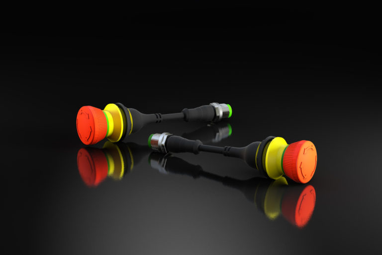 SHORTRON emergency-stop with 4-pole M12 cable connection