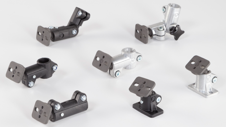 Tube connectors with ball joint made of aluminum and plastic