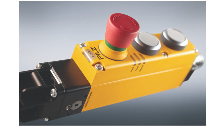 New compact safety gate system PSENmgate from Pilz as the complete system for safe guard locking and operation – Compact, combined safety – Energy-efficient guard locking + operation!