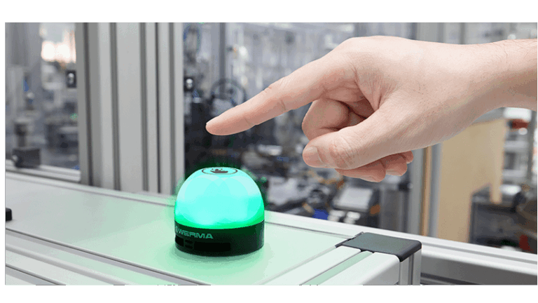 WERMA presents the compact MC 55 LED recessed beacon as a new touch version and with smart additional functions