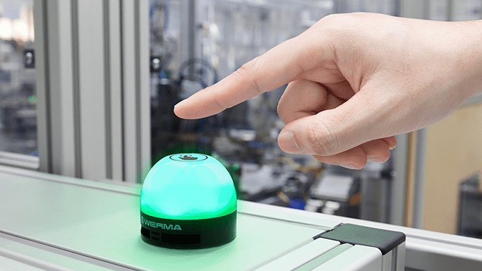 WERMA presents the compact MC 55 LED recessed beacon as a new touch version and with smart additional functions