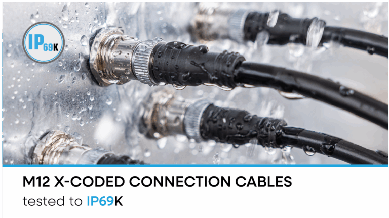 M12 X-coded connection cables – tested to IP69K