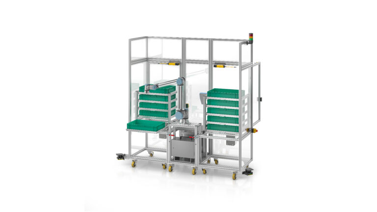 Roboterzelle zum be- und entladen von Maschinen