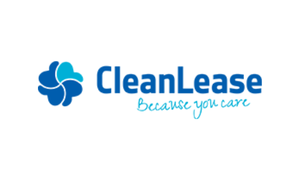 CleanLease-logo met blauwe bloem en slogan