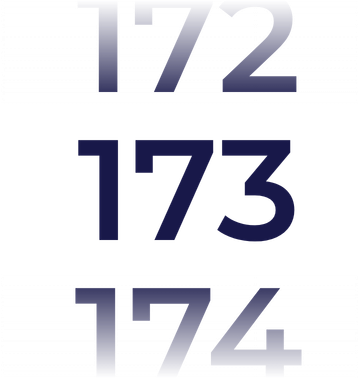 Drie panelen met de cijfers 172, 173 en 174