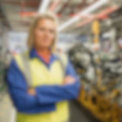 Medewerker in veiligheidsvest bij industriële machine