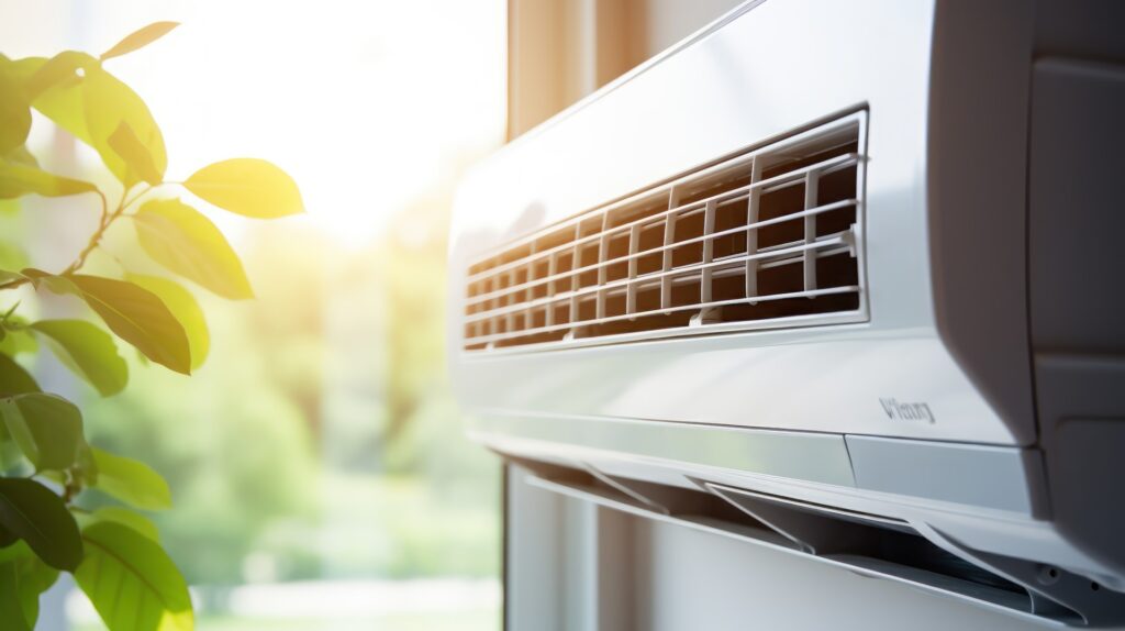 Een airconditioning unit aan de muur
