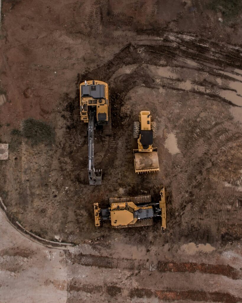 graafmachines op bouwgrond