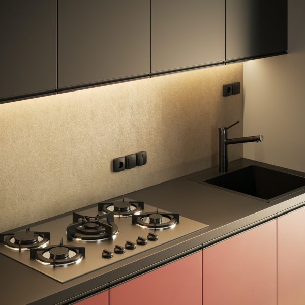 Moderne keuken met rood accent