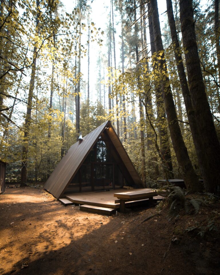 A-frame huis in het bos