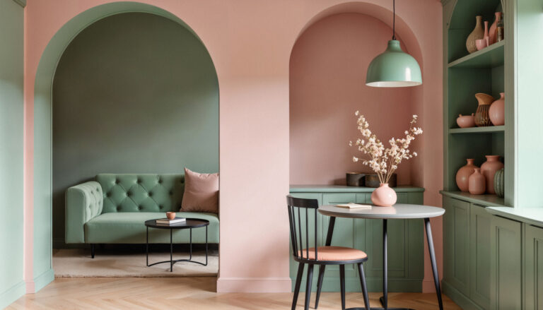 Groen en roze keuken