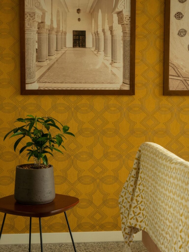 Behang in woonkamer