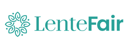 Turquoise LenteFair-logo met bloemmotief
