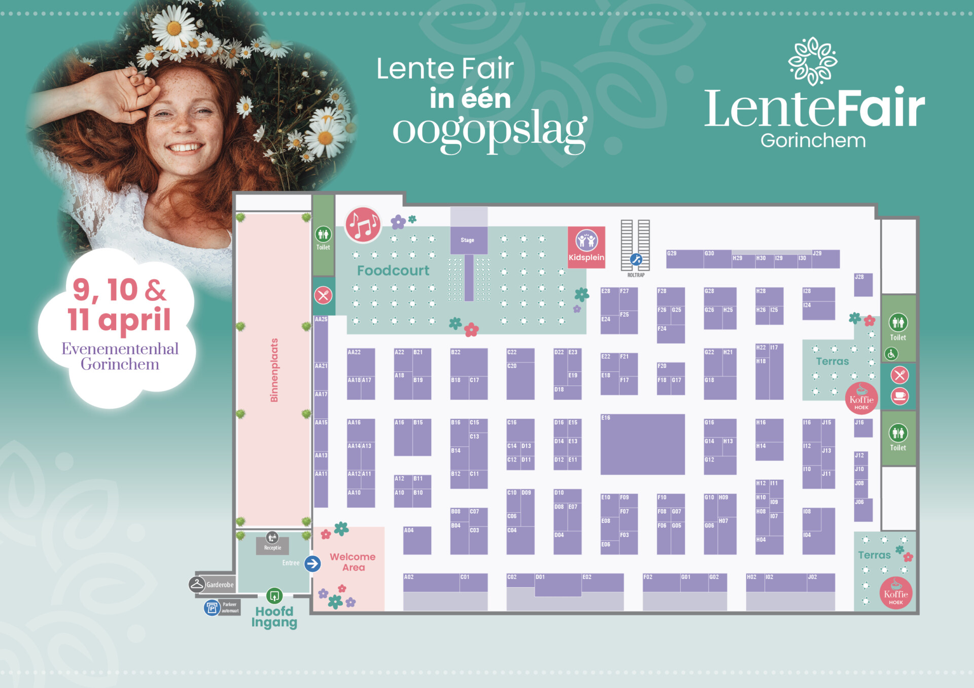 Plattegrond LenteFair Gorinchem met data en voorzieningen