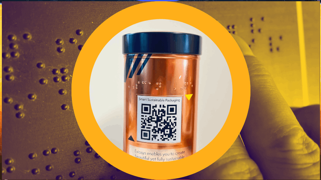Inclusive Packaging with micro-embossed braille indications and QR code area