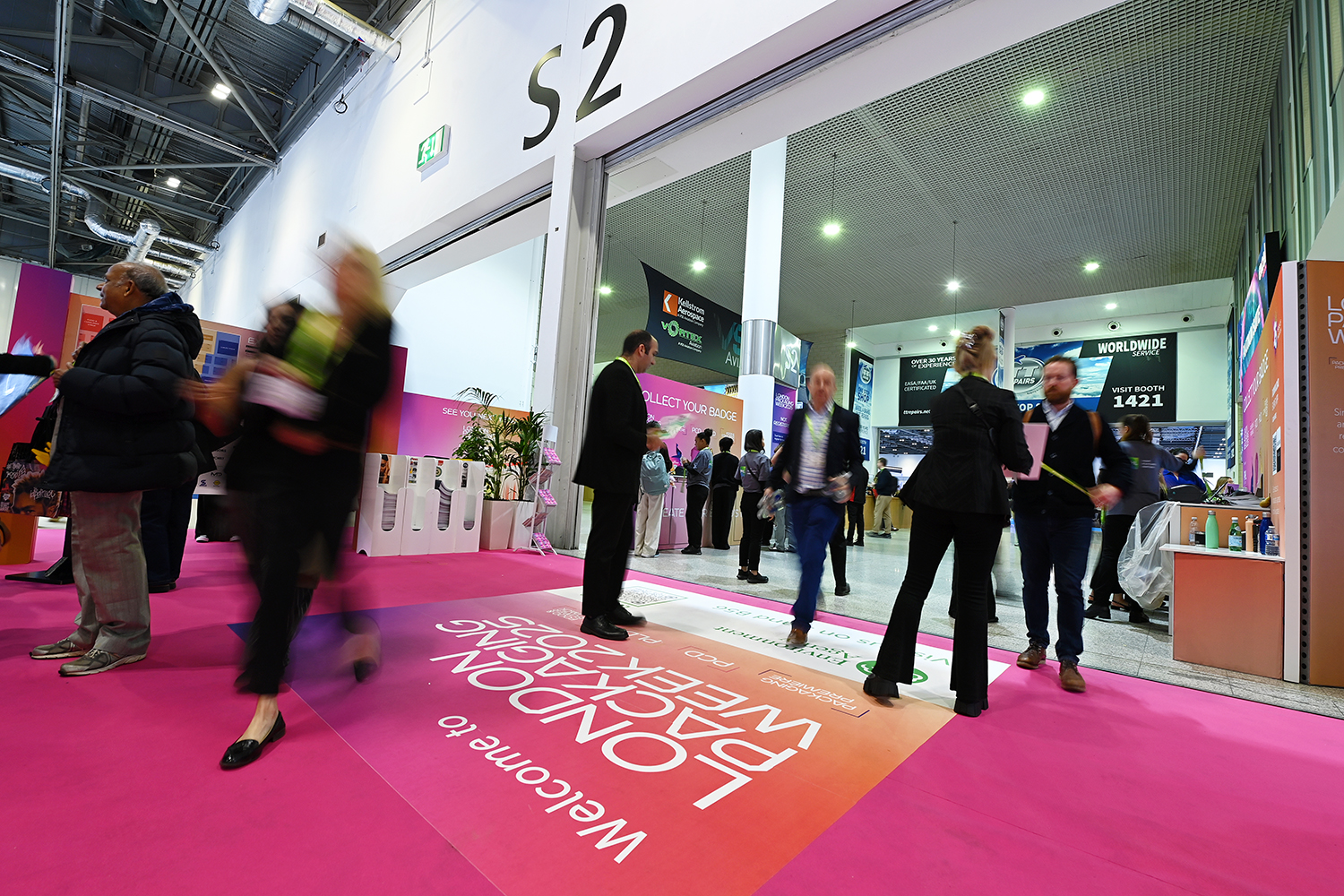 Visitors entering London Packaging Week at Excel London as attendees arrive to explore the exhibition, conference programme and networking opportunities.