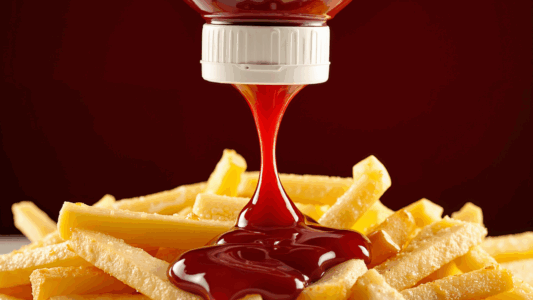 Ketchup Bottle Squeezing Ketchup on Fire