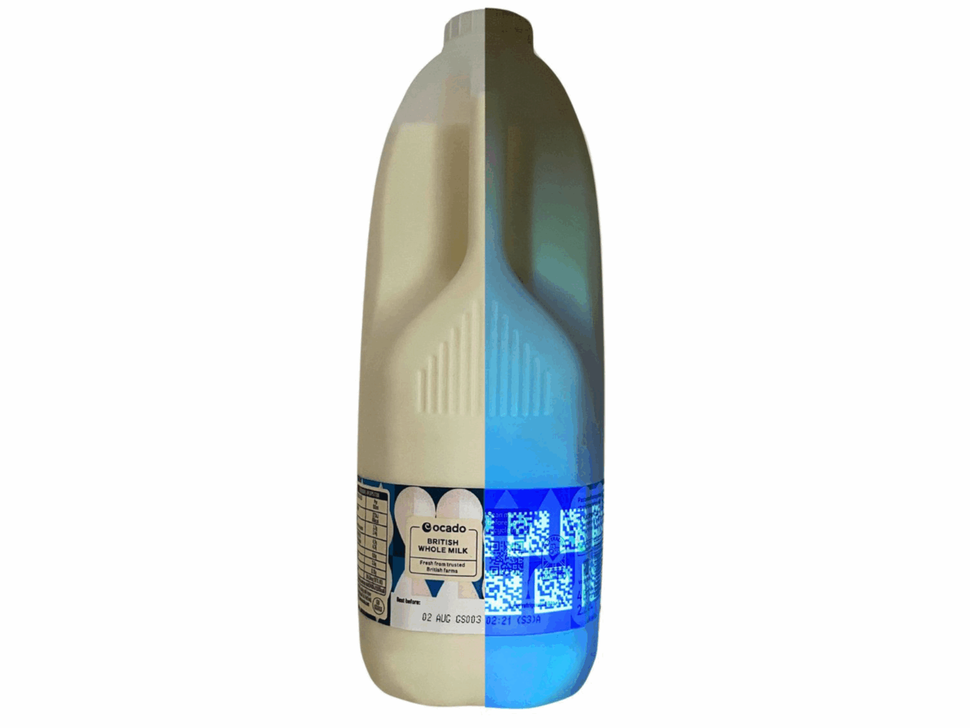 Ocado Own Brand milk - invisible UV tagging