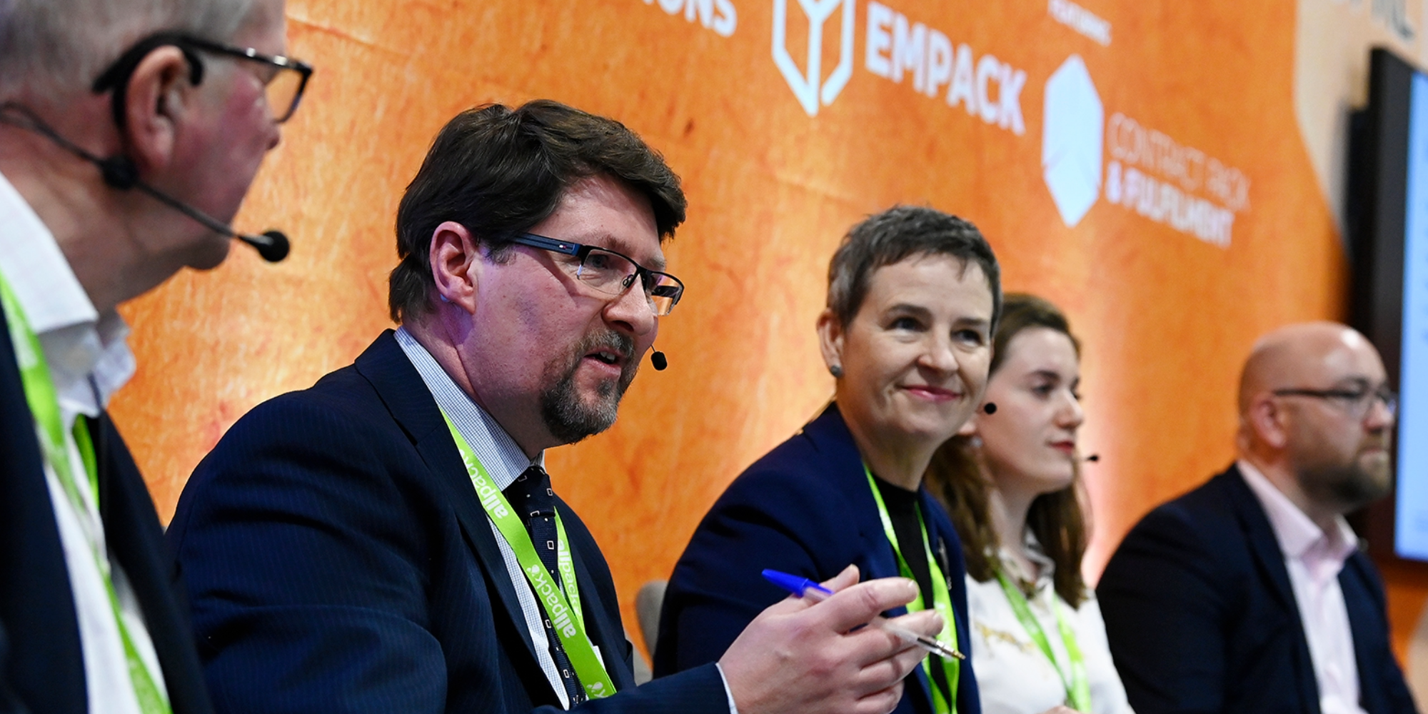 Panel of speakers discussing packaging trends on stage at Packaging Innovations & Empack.