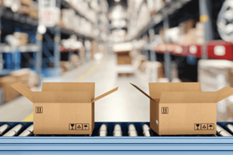 Cardboard boxes in a factory