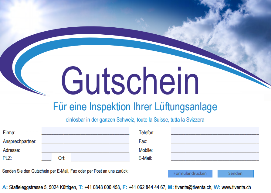 Gutschein für eine Gratis-Inspektion Ihrer Lüftungsanlage