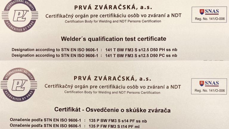 MIG and TIG welding certificates