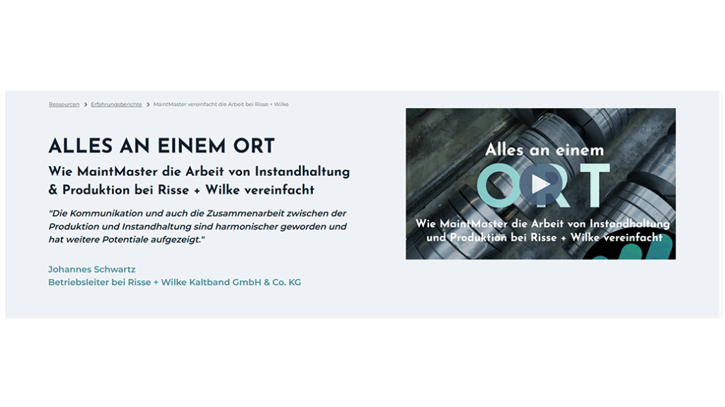 MaintMaster vereinfacht die Arbeit bei Risse + Wilke