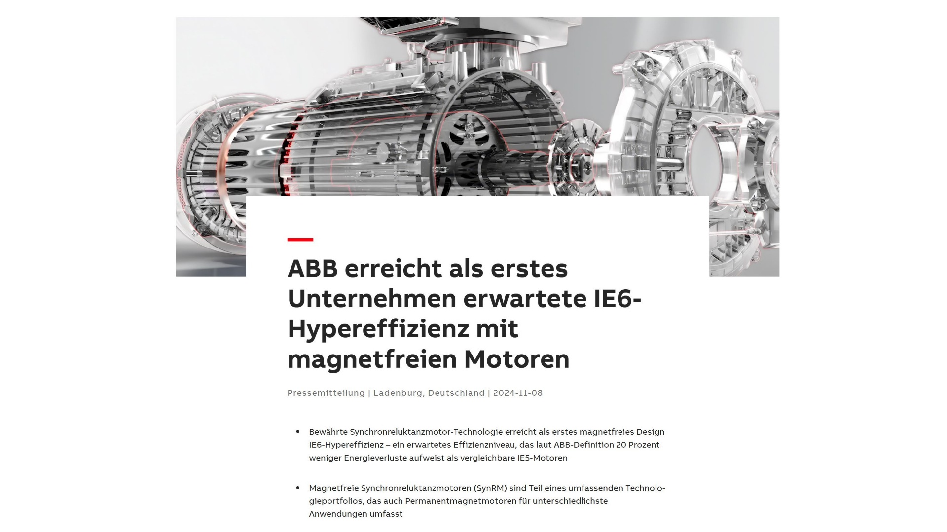 ABB IE6-Hypereffizienz mit magnetfreien Motoren