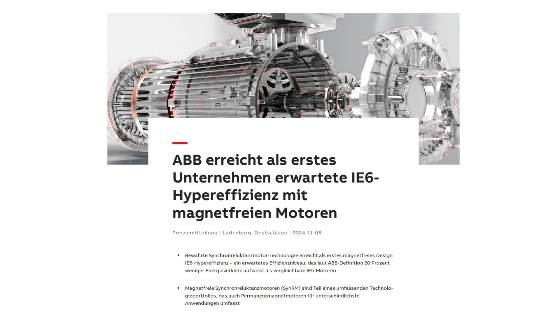 ABB IE6-Hypereffizienz mit magnetfreien Motoren