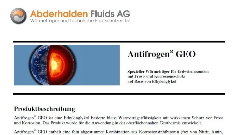 Frostschutzmittel Antifrogen® GEO, Spezialprodukt für die Geothermie / Erdwärmesonden