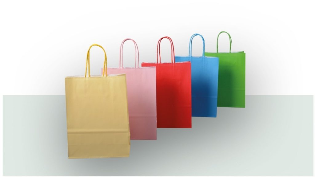 Sac en papier avec cordons en papier torsadés – Couleur