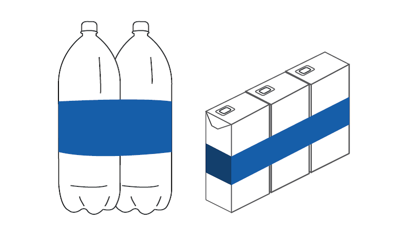 Regroupement avec ruban adhésif/étiquettes autocollantes